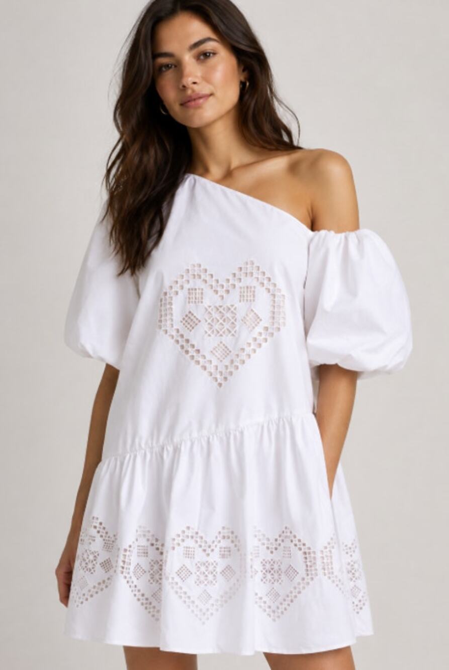 Rhode Martina Embroidered White Lined Dress Size Large